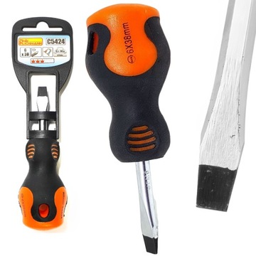 ŚRUBOKRĘT WKRĘTAK PŁASKI KRÓTKI 6x38mm MAGNETYCZNY SOLIDNY RICHMANN C5424