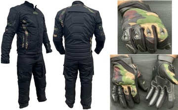 Мотоциклетный костюм куртка + брюки черный M