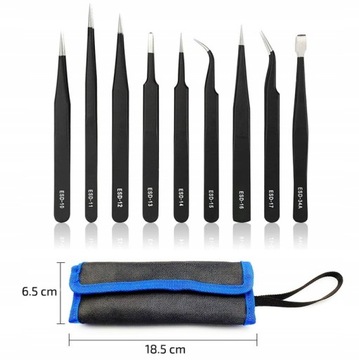 Прецизионные пинцеты Набор универсальных прецизионных пинцетов Пинцеты, 9 шт. в футляре