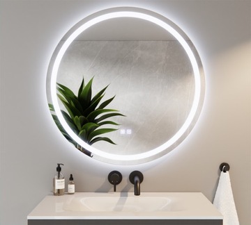 Lustro Okrągłe Piaskowane LED 3w1 Trzy Barwy z Matą Grzewczą 100cm