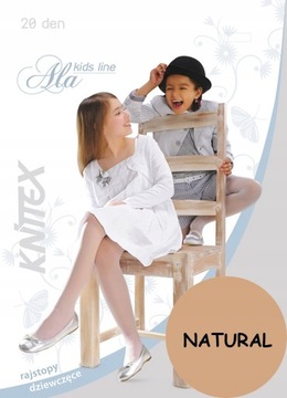 cienkie rajstopy CIELISTE dziewczęce LYCRA 20 den ALA knittex 140-146