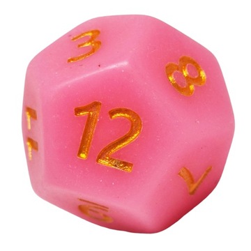 Kość D12 do gry Różowa Złoty Napis Rose Gold D&D Handmade Baldur's Gate MTG