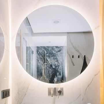 Okrągłe lustro łazienkowe ścienne z LED Ø90 cm