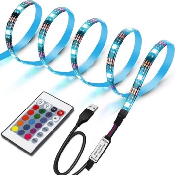 Светодиодная лента для подсветки телевизора, светодиодная лента RGB USB длиной 1 м с пульта дистанционного управления