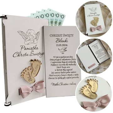 PUDEŁKO NA PIENIĄDZE NA CHRZEST ŚWIĘTY Z IMIENIEM PAMIĄTKA CHRZTU GRAWER