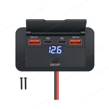 Автомобильная розетка 12V 24V 4 USB PD QC 3.0 ON OFF 96W flap