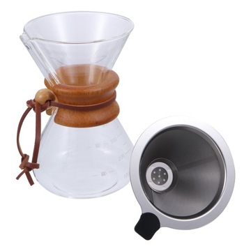 1 zestaw szklany dzbanek do kawy ręczny dripper dz