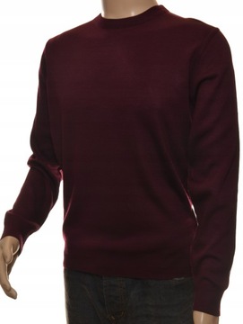 Sweter męski gładki wełniany pod szyję XL bordo