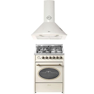 Kuchenka gazowa, grill gazowy 60 cm + okap ścienny 60cm GURARI G 614 CR + GCH C 046 WH6