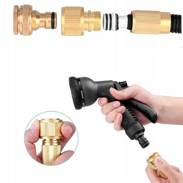 САДОВЫЙ ШЛАНГ ABS 7,5 м, РАЗДВИЖНОЙ, ГИБКИЙ + ПИСТОЛЕТ + ЛАТУННЫЕ СОЕДИНИТЕЛИ