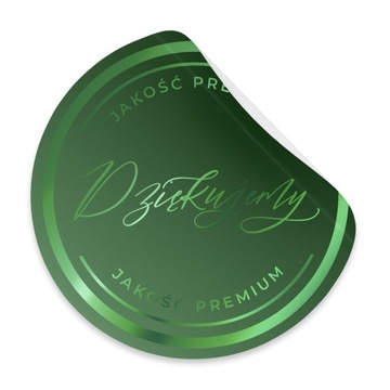 Naklejki złocone z twoim logo 30 x 30 mm lux kolor +folia zielona i projekt