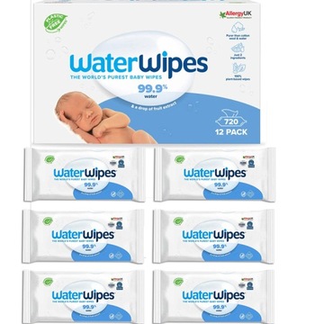 Chusteczki WaterWipes dla niemowląt, nawilżane wodne 6op. x 60 ( 360 szt )