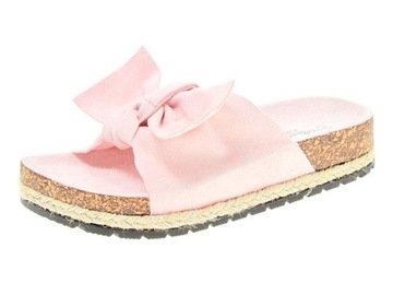 ZAMSZOWE KLAPKI KOKARDA Pink r.39