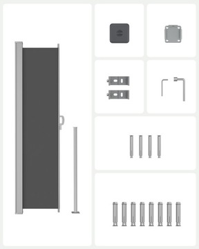 Боковой тент со стальным коробом, нержавеющий, выдвижной, 180 x 450