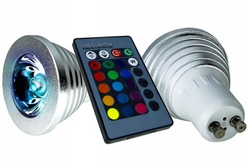 2X RGB светодиодные лампы красочные GU10 с галогеном дистанционным управлением