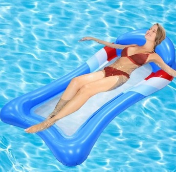 MATERAC DMUCHANY PŁYWAJĄCY PONTON LEŻANKA hamak wodny niebieski /czerwony