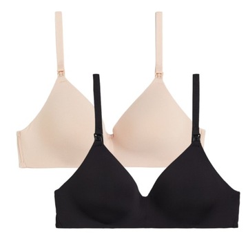 H&M MAMA NURSING PADDED 2 PAK BIUSTONOSZE STANIKI DO KARMIENIA 85B