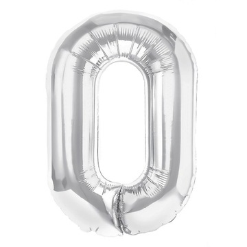 Balon foliowy srebrny cyfra 0 100cm srebrna hel