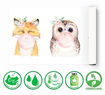 Защитный коврик для детского стола, анималистическая пастель.