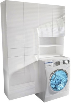 ZABUDOWA PRALKI SZAFKI WISZĄCE biały+ POŁYSK 120cm