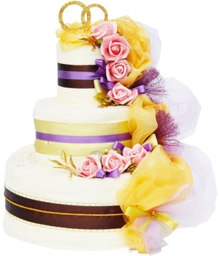 ORYGINALNY Prezent na Ślub Tort z Ręczników HAFTY