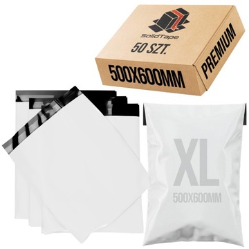 Foliopaki foliopak kurierskie PREMIUM gruby koperty foliowe 500x600mm 50szt