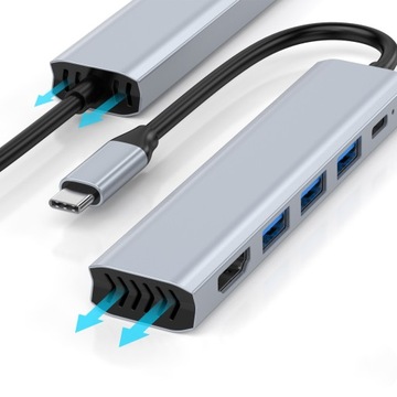 АДАПТЕР-концентратор 5 в 1 USB-C HDMI 4K 3x USB 3.0 АДАПТЕР ДЛЯ MACBOOK M1 PRO AIR