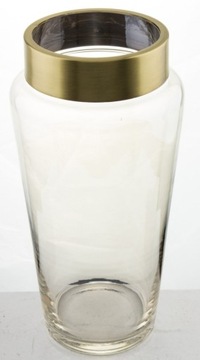 Ваза стеклянная, прозрачная, золото, 25 см.