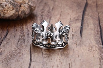 КОРОНА СЕРЕБРЯНОЕ СТАЛЬНОЕ КОЛЬЦО С ПЕЧАТКОЙ KING KING
