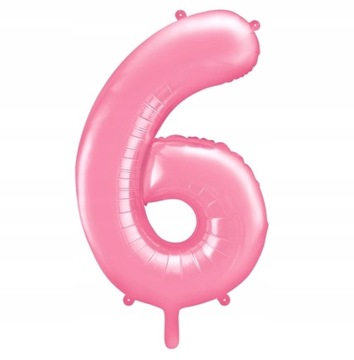 Balon foliowy PASTELOWY RÓŻOWY ROZ 86 cm Cyfra 6