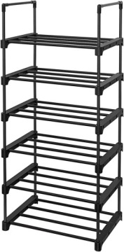 ШКАФ ДЛЯ ОБУВИ ПОЛКА-СТОЙКА КНИЖНЫЙ ШКАФ-ОРГАНИЗАТОР УЗКИЙ ЧЕРНЫЙ ВЫСОКИЙ 12 МЕСТ