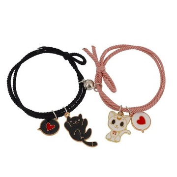 2 BRANSOLETKI BEST FRIENDS KOTKI LOVE MAGNETYCZNE