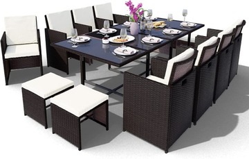 VEGAS MEBLE OGRODOWE POLYRATTAN 13el. CZARNY