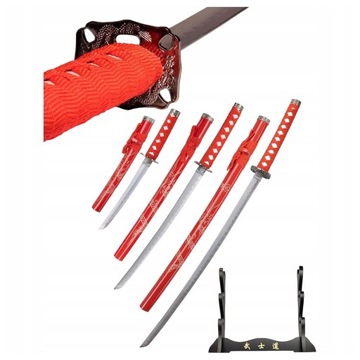 Czerwony Smok Zestaw Katana Wakizashi Tanto HK1109 Prezent dla Faceta