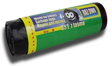 WORKI NA ŚMIECI 35L 15SZT LDPE Z TAŚMĄ ŚCIĄGAJĄCĄ