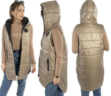KAMIZELKA DAMSKA BEZRĘKAWNIK PIKOWANA WIOSNA KAPTUR LEKKA CIEPŁA roz. 6XL