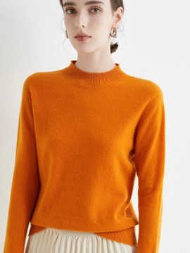 Autumn Winter Solid Mock-neck Pullover Sweater For