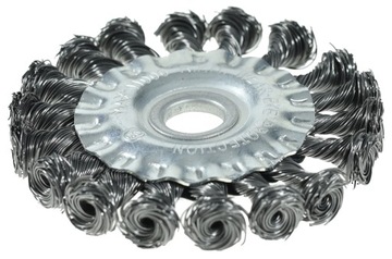 SZCZOTKA DRUCIANA DRUT SKRĘCONY 120 MM OTWÓR 16 MMSZCZOTKA TARCZOWA DO SZLI