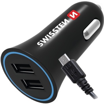 SWISSTEN ŁADOWARKA SAMOCHODOWA 2,4A 2x USB+ mikro