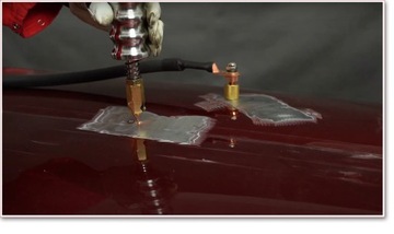 Сварщик вмятин SPOTTER.Проволока из гофрированного листового металла.