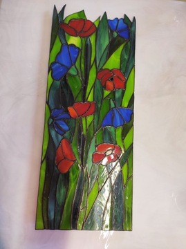 Витражное панно «Луг» Маковое остекление витражная дверь