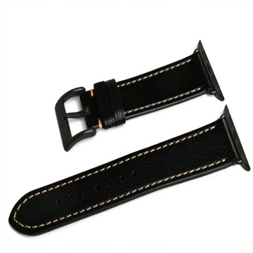 PASEK SKÓRZANY Z ADAPTEREM DO CZARNEGO APPLE WATCH 5/6/7/8/9 (42/44/45 MM)
