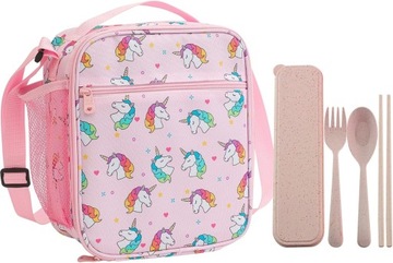 Torba termiczna na lunch jednorożec +1 zestaw sztućców Rainbow Horse