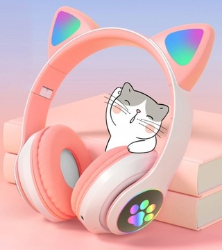 РОЗОВЫЕ СВЕТОДИОДНЫЕ НАУШНИКИ BLUETOOTH С УШАМИ ДЛЯ ДЕТЕЙ