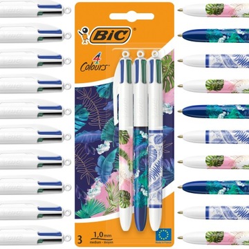 BIC 4COLOURS DECOR BOTANICAL DŁUGOPIS AUTOMATYCZNY 4 KOLORY ZESTAW x3