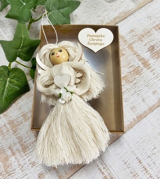 Ангелочек макраме, подарок на крещение к первому причастию