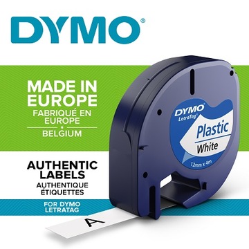 Лента DYMO LetraTag 12 мм пластик белая, S0721560