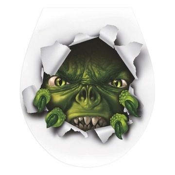 Naklejka 3D na deskę sedesową WC POTWÓR MONSTER trójwymiarowa do WC 2896