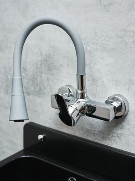 FLEX PLUS Настенный кухонный смеситель Серый кухонный смеситель с гибким изливом