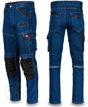 SPODNIE ROBOCZE DO PASA JEANS STRETCH ELASTYCZNE SLIM MOCNE ELASTAN 62 /3XL